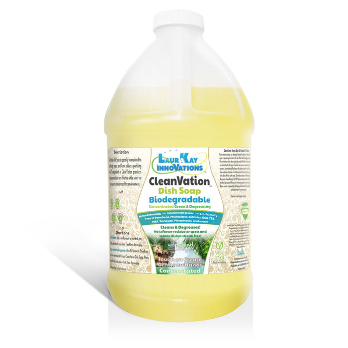 Natural Dish Soap Refill - CleanVation™ Concentrated Biodegradable Green Premium Liquid Dish Soap - Half Gallon