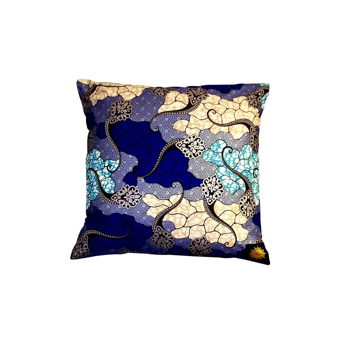 Ankara Square Cotton Pillow Cover & Insert Blue