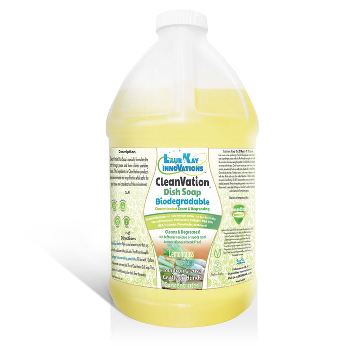 Natural Dish Soap Refill - CleanVation™ Concentrated Biodegradable Green Premium Liquid Dish Soap - 1 Gallon