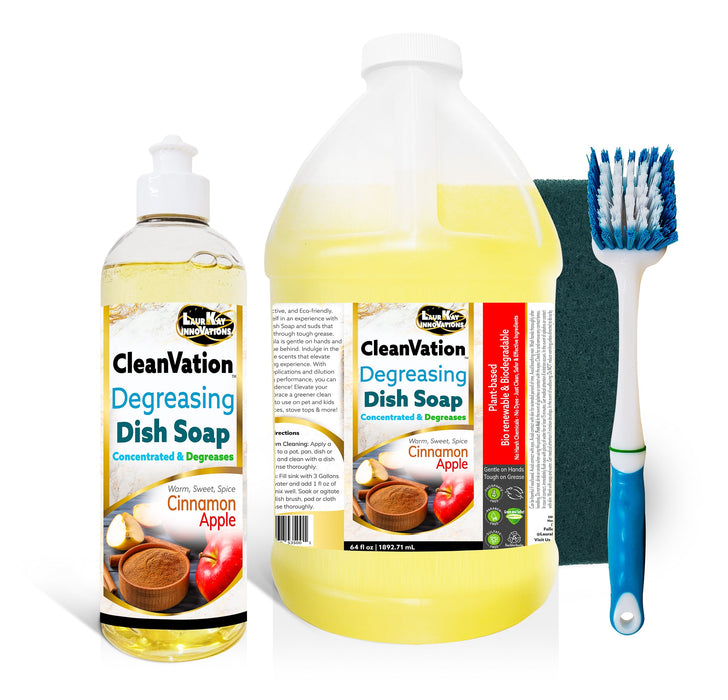 CleanVation™ Dish Soap (Concentrated Biodegradable Green Liquid Dish Soap) Premium Dish Kit