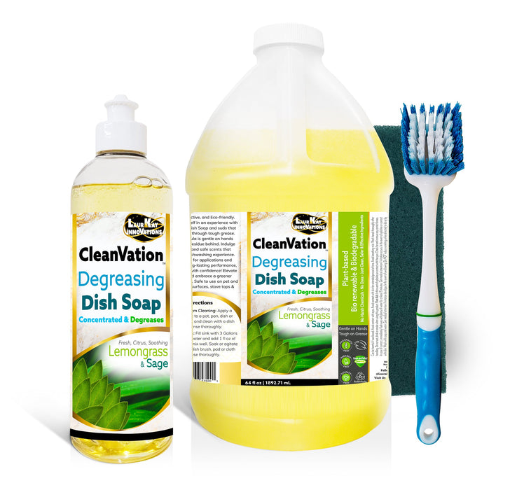 CleanVation™ Dish Soap (Concentrated Biodegradable Green Liquid Dish Soap) Premium Dish Kit