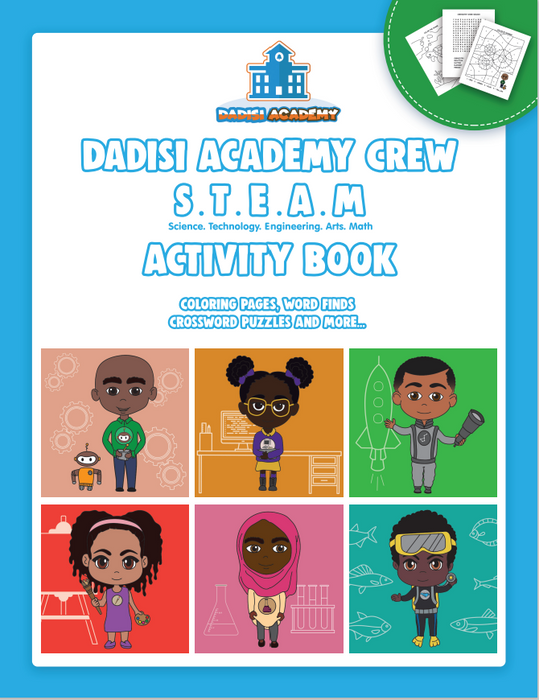 Dadisi Academy Crew STEAM Activity Book | Brown Toy Box | STEAM Activity Book