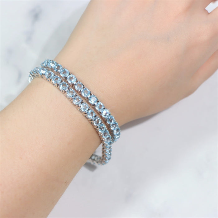 5mm Blue Gemstone Sterling Silver Tennis Bracelet