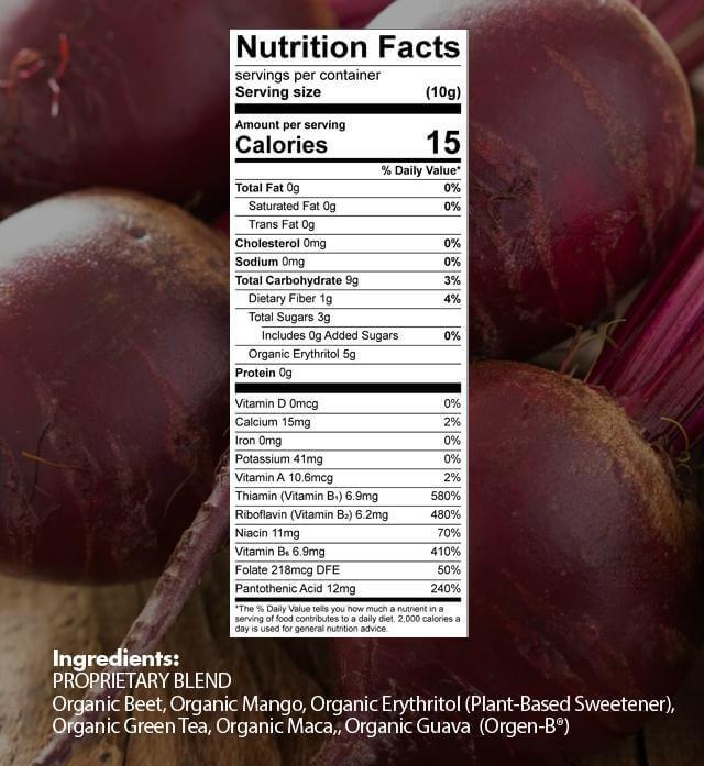 High Nitrate Energy+Pre-Workout Shots - Organic Beet Mango Maca