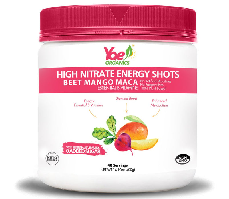 High Nitrate Energy+Pre-Workout Shots-Organic Beet Mango Maca