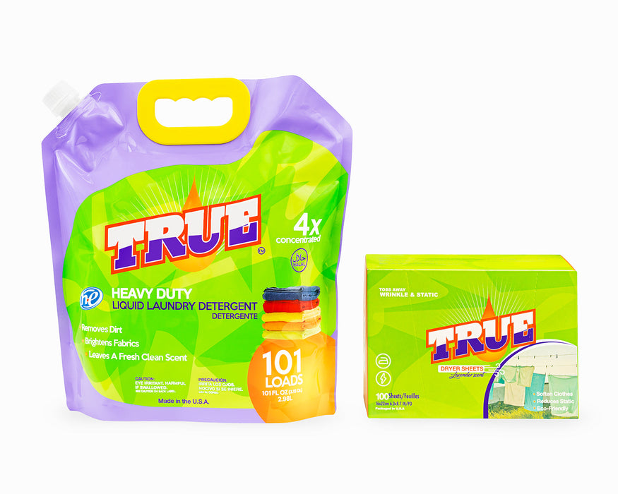 True Laundry Detergent 101oz + Dryer Sheets (100 Count)