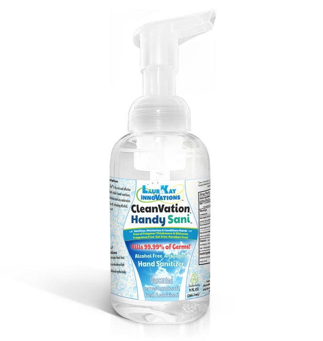 HandySani™ Foaming Hand Sanitizer - One 9 fl oz Bottle (Alcohol-Free, FDA Approved Active Ingredient, Cleans & Moisturizes) - Unscented