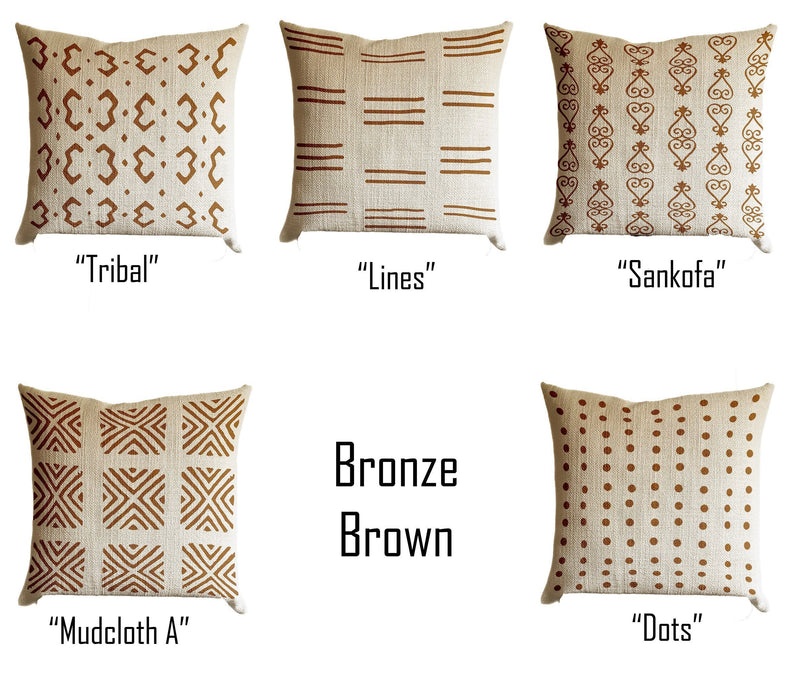 Caramel Brown Pillow Cover, Tribal Urban Ethnic Square 18x18 in Natural Oatmeal Color Textured Woven Fabric in Modern Boho Home Decor