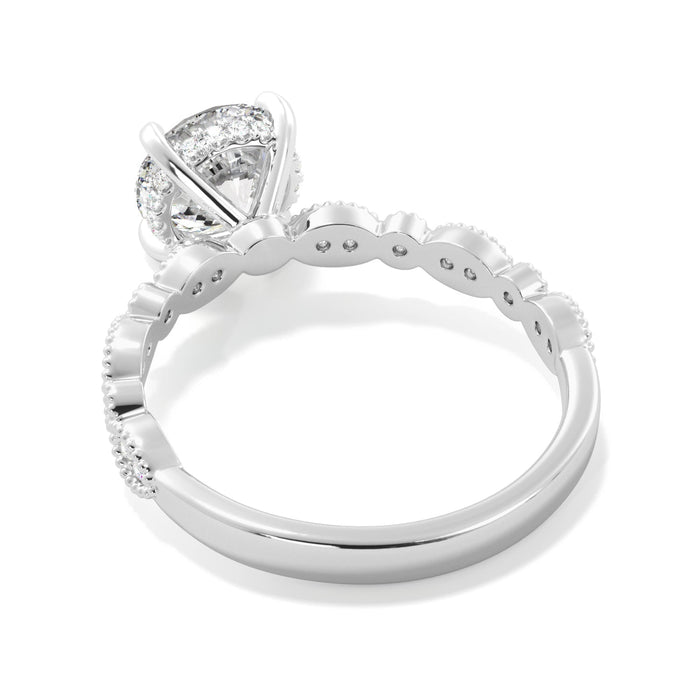1 Carat Round Natural Diamond Hidden Halo Engagement Ring
