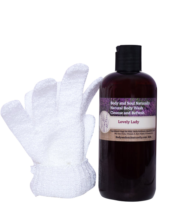Natural Body Wash w/Exfoliating Gloves