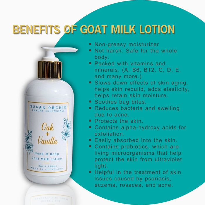 Oak and Vanilla - Goat Milk Lotion - Sugar Orchid Luxury Essentials