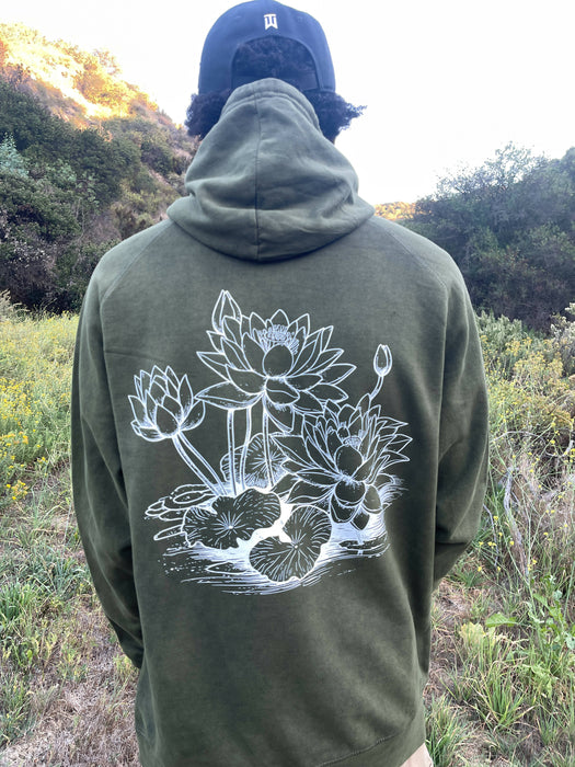 Everything Always Works Out For Me Vintage Wash Hoodie (Olive Green)