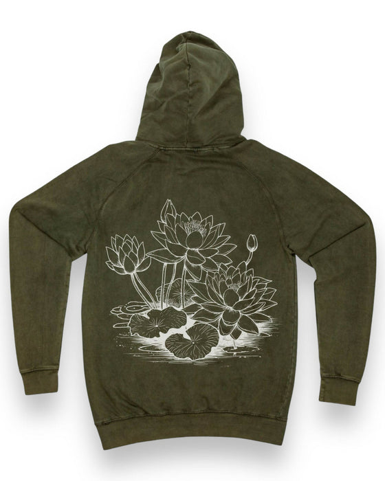 Everything Always Works Out For Me Vintage Wash Hoodie (Olive Green)